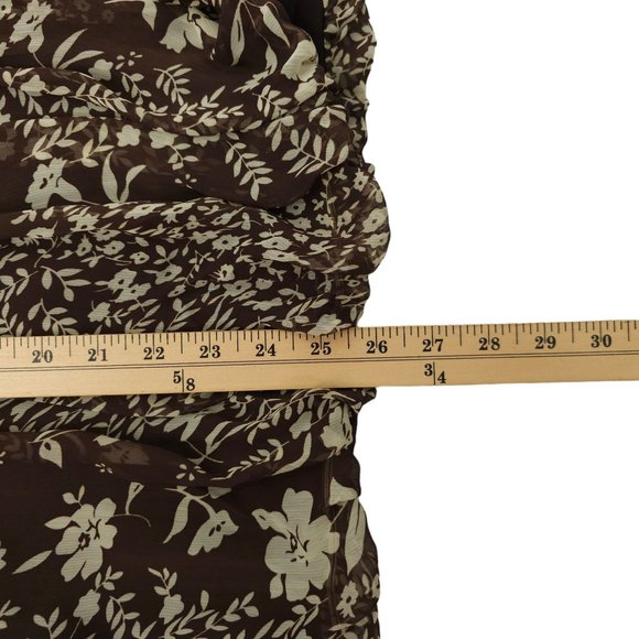 Pretty Angel Chocolate Floral Boho Tunic Top Womens L Crochet Trim Button Detail - Picture 5 of 15